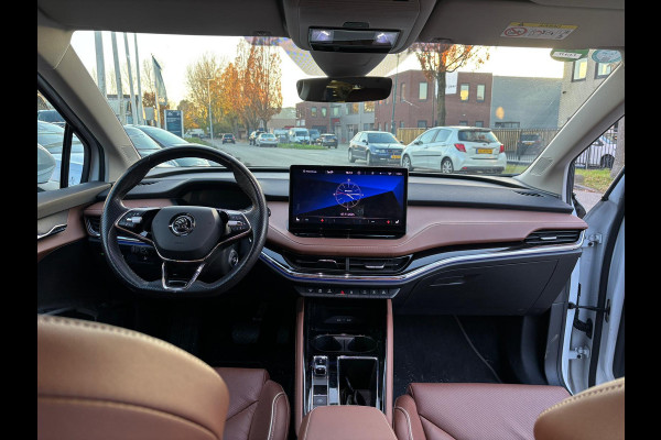 Škoda ENYAQ iV 80 KwH SOH 94% trekhaak Drive sport plus warmtepomp lederen bekleding wit metallic 21 inch lichtmetalen velgen