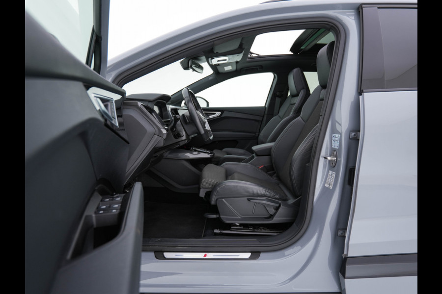 Audi Q4 e-tron 40 Launch edition S Competition 77 kWh [ 3-Fase ] {SOH-90%} (INCL.BTW) *HEAT-PUMP | PANO | HEAD-UP | LEATHER-FABRIC | MATRIX-LED | SONOS-SOUND | ADAPTIVE-CRUISE | HEATED-SPORTSEATS | AMBIENT-LIGHT | DIGI-COCKPIT | CAMERA | KEYLESS | DAB+ | NAVI-FULLMA