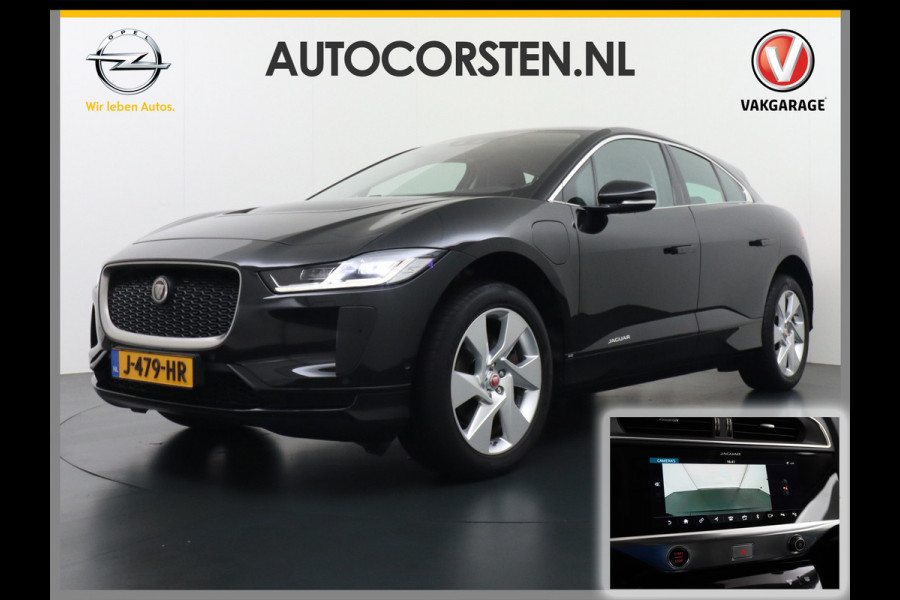 Jaguar I-PACE EV400 400pk SE 90kWh AWD Leer+Elektr. Meridian®-Audio Apple Carplay Android Auto Navi Led-v+a Ecc Camera Cruise Control Keyless Pdc Lmv Led Bordherkenning Elektrische-Achterklep koplampreiniging Lane-Assist App-Connect ECT Voorverwarming/koeling WiFi DigiDash DAB 4WD 1e Eigenaar Origineel Nederlandse Auto € 90.000 nieuw!
