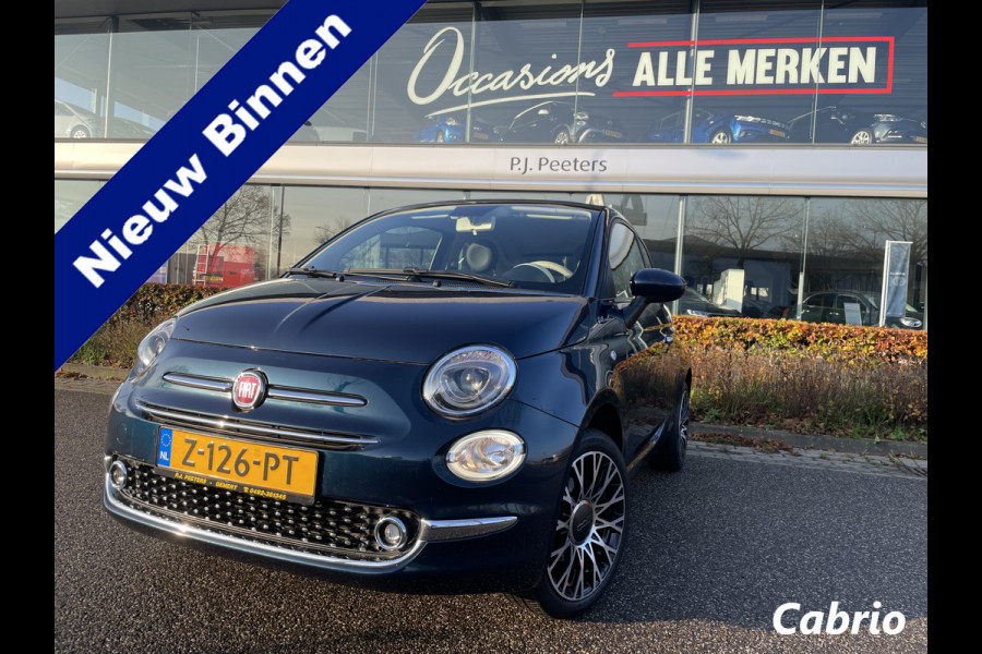 Fiat 500 1.0 Hybrid Airco - Cruise control - Parkeersensoren achter - Open dak - Bluetooth - Navigatiesysteem - Mistlampen voor - Stuur multifunctioneel - Elektrische ramen voor - Stuur leder - Licht metalen vel
