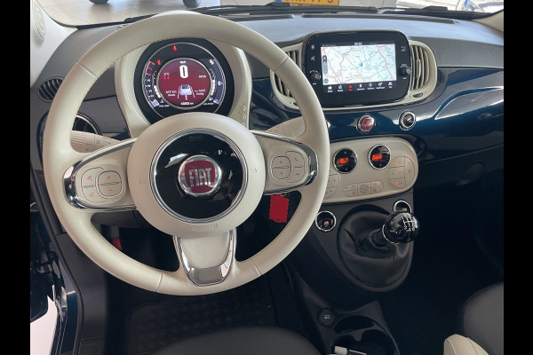 Fiat 500 1.0 Hybrid Airco - Cruise control - Parkeersensoren achter - Open dak - Bluetooth - Navigatiesysteem - Mistlampen voor - Stuur multifunctioneel - Elektrische ramen voor - Stuur leder - Licht metalen vel