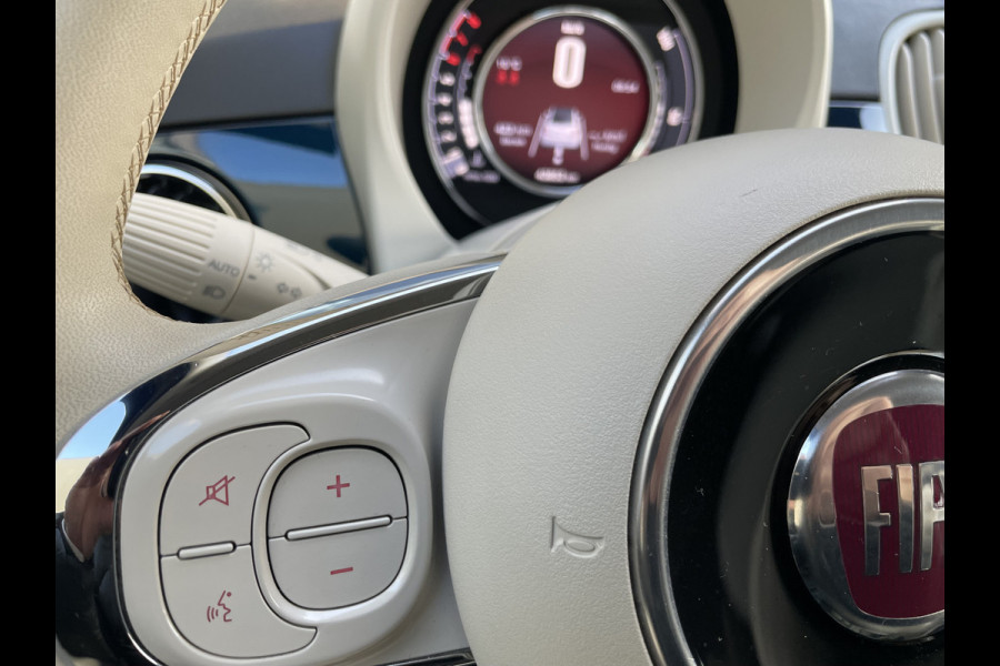 Fiat 500 1.0 Hybrid Airco - Cruise control - Parkeersensoren achter - Open dak - Bluetooth - Navigatiesysteem - Mistlampen voor - Stuur multifunctioneel - Elektrische ramen voor - Stuur leder - Licht metalen vel