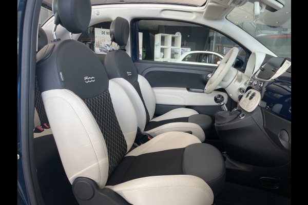 Fiat 500 1.0 Hybrid Airco - Cruise control - Parkeersensoren achter - Open dak - Bluetooth - Navigatiesysteem - Mistlampen voor - Stuur multifunctioneel - Elektrische ramen voor - Stuur leder - Licht metalen vel
