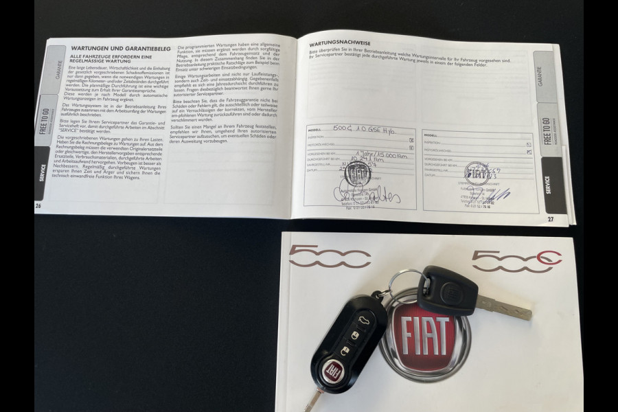 Fiat 500 1.0 Hybrid Airco - Cruise control - Open dak - Parkeersensoren achter - Mistlampen voor - Stuur leder - Stuur multifunctioneel - Bluetooth - Licht metalen velgen 15 inch