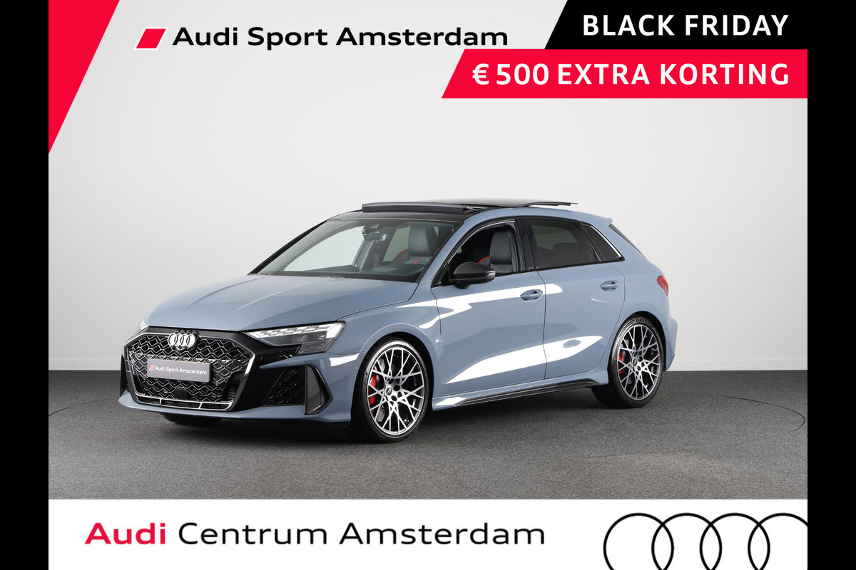 Audi RS 3 SPORTBACK 2.5 TFSI quattro 400pk | Private Lease vanaf € 1.433,- per maand  | Panoramadak | RS-sportuitlaatsysteem | RS carbon glanszwart |  topsnelheid 280 km/h | Adaptief onderstel