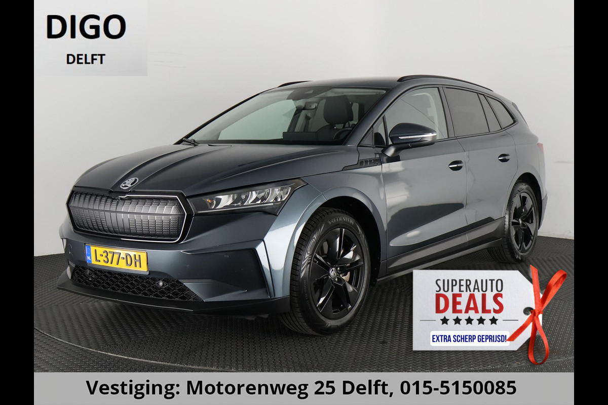 Škoda ENYAQ iV 80 (204PK) ACCU 93%! BEREIK 537KM GARANTIE 4-2031 BLACKLINE. NAVIGATIE . STUURWIEL VERWARMD . PARKEERSENSOREN VOOR & ACHTER .