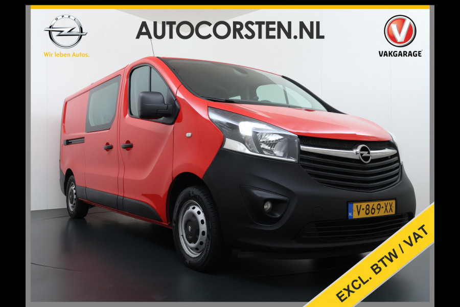 Opel Vivaro 1.6CDTI 126PK L2H1 DC Dubbele Cabine 5-Persoons Navi Camera Airco Trekhaak Cruise Control Pdc Sport EcoFlex Betonplex Vloer Wandbetimmering Schuifdeur Euro 6 1e Eigenaar Origineel Nederlandse Auto