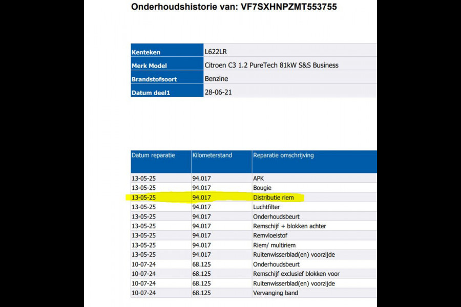 Citroën C3 1.2 110PK 6 Versn. PureTech Business * Distributie vv bij 94.000KM * / Navigatie / Pdc+Camera / Airco-ecc./ Radio multimedia / / Apk 06-2027