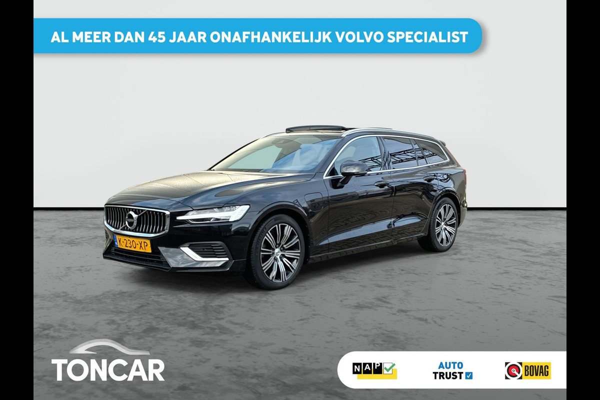 Volvo V60 2.0 T6 Recharge AWD Business Pro Cacao Leder 341pk ! | Skyroof | Trekhaak | Stoel- Stuur-, A-Bank verwarming | A-Camera