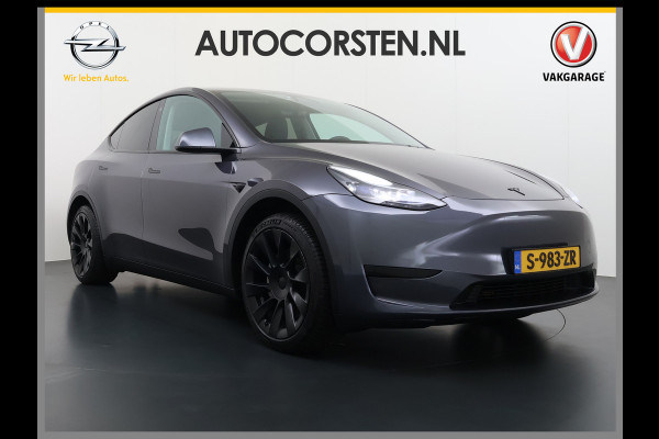 Tesla Model Y RWD 60kWh LFP-Accu S.O.H. 96% Trekhaak Warmtepomp Lmv 20" Ambient Interieur Verlichting Adap.Cruise Navi Ecc Camera's Panoramada Autopilot Stoel+Stuur+Achterbank Verwarming Elek.Achterklep Dodehoek detector Draadloze telefoonlader Origineel Nederlandse Auto 1.600KG Trekgewicht