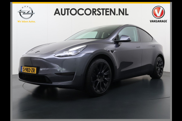 Tesla Model Y RWD 60kWh LFP-Accu S.O.H. 96% Trekhaak Warmtepomp Lmv 20" Ambient Interieur Verlichting Adap.Cruise Navi Ecc Camera's Panoramada Autopilot Stoel+Stuur+Achterbank Verwarming Elek.Achterklep Dodehoek detector Draadloze telefoonlader Origineel Nederlandse Auto 1.600KG Trekgewicht