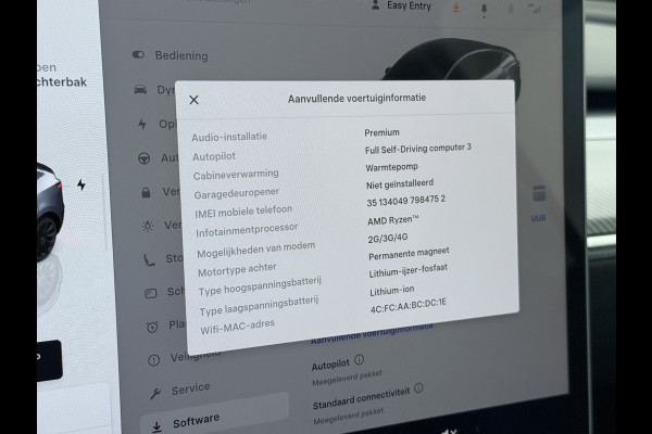 Tesla Model Y RWD 60kWh LFP-Accu S.O.H. 96% Trekhaak Warmtepomp Lmv 20" Ambient Interieur Verlichting Adap.Cruise Navi Ecc Camera's Panoramada Autopilot Stoel+Stuur+Achterbank Verwarming Elek.Achterklep Dodehoek detector Draadloze telefoonlader Origineel Nederlandse Auto 1.600KG Trekgewicht
