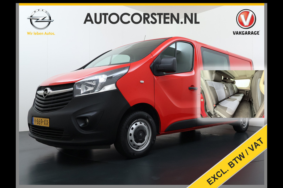 Opel Vivaro 1.6CDTI 126PK L2H1 DC Dubbele Cabine 5-Persoons Navi Camera Airco Trekhaak Cruise Control Pdc Sport EcoFlex Betonplex Vloer Wandbetimmering Schuifdeur Euro 6 1e Eigenaar Origineel Nederlandse Auto