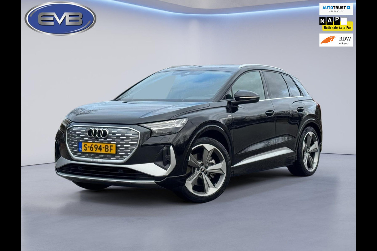 Audi Q4 e-tron 40 S 300 pk edition 77 kWh, 1 e eigenaar, 2 X S line, 21 inch, elect.bed. trekhaak, NL auto met nationale auto pas