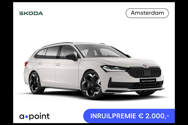 Škoda Superb combi Sportline Business 1.5 TSI PHEV 150 kW / 204 PK Co | Panoramadak, elektrisch bedienbaar | Trekhaak, wegklapbaar | Travel Assist Plus Sportline | Dynamic Chassis Control Pakket | CANTON Soundsystem | Lichtmetalen velgen 19 inch Torcular zwart gepolijst