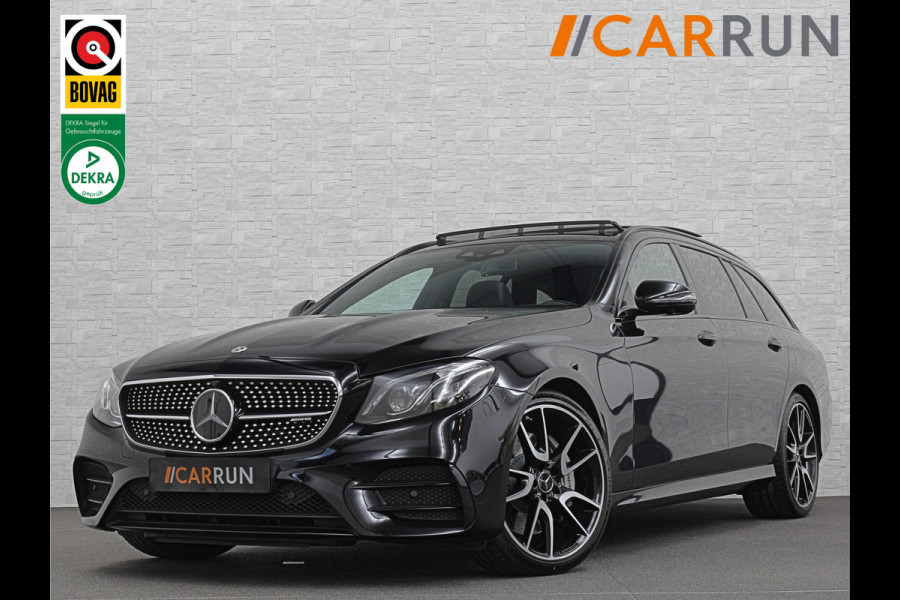 Mercedes-Benz E-Klasse Estate 53 AMG 4MATIC | Luchtvering | 360 View | Burmester | Distronic+ | Memory | Multibeam-LED | Bovag Garantie | Widescreen | Panorama | Leder | Trekhaak | Sfeerverlichting | Night-Pakket | 20'' | Carplay | Stoelverwarming |