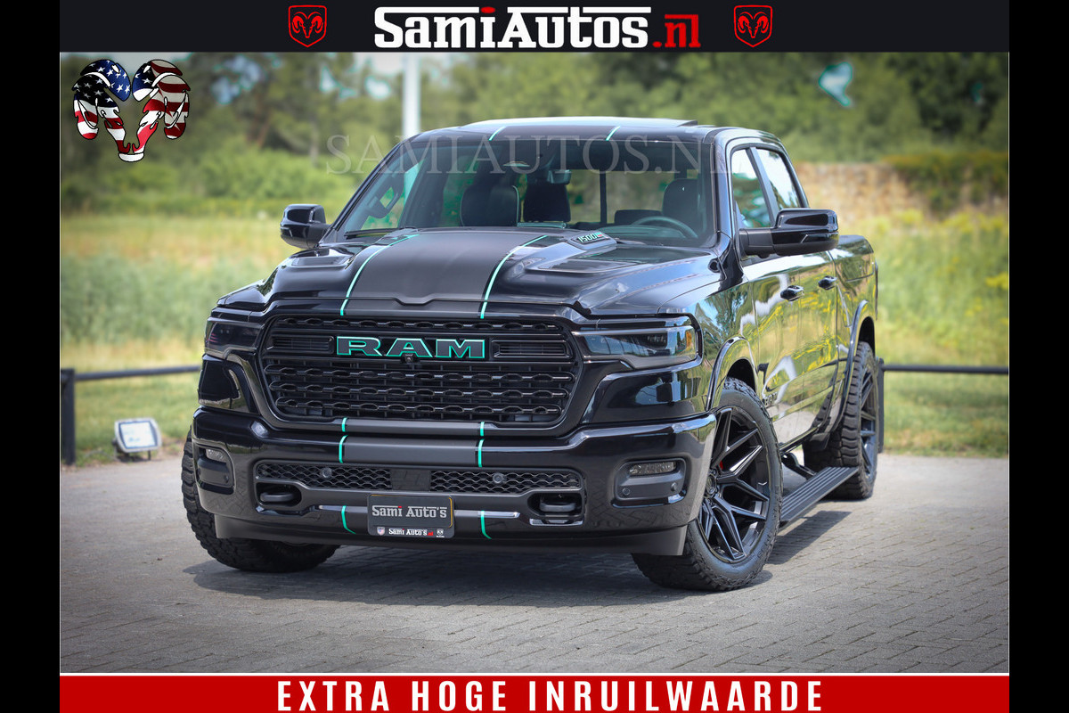 Dodge Ram 1500 Limited Night H.O 540HP 706Nm | Massage + Full Option | De Meest Luxe en Volle Pick-Up in zijn Klasse | Comfortabele Dubbele Cabine met Royale 5 Zitplaatsen | BPM vrij | Nu Leverbaar uit Voorraad | Voorraad Nr 2370 - 5411