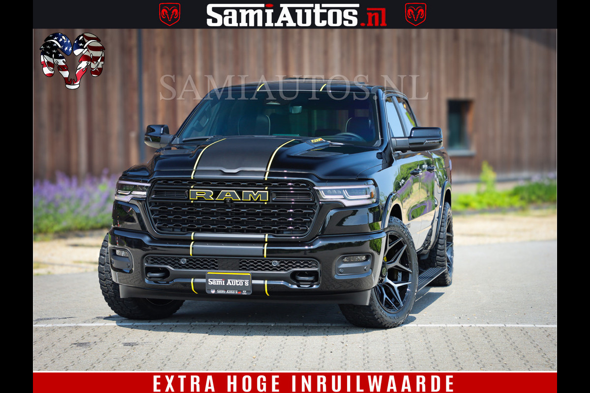 Dodge Ram 1500 Limited Night High Output 540HP 706Nm | Massage + Full Option | De Meest Luxe en Volle Pick-Up in zijn Klasse | Comfortabele Dubbele Cabine met Royale 5 Zitplaatsen | BPM vrij | Nu Leverbaar uit Voorraad | Voorraad Nr 2356 - 0990