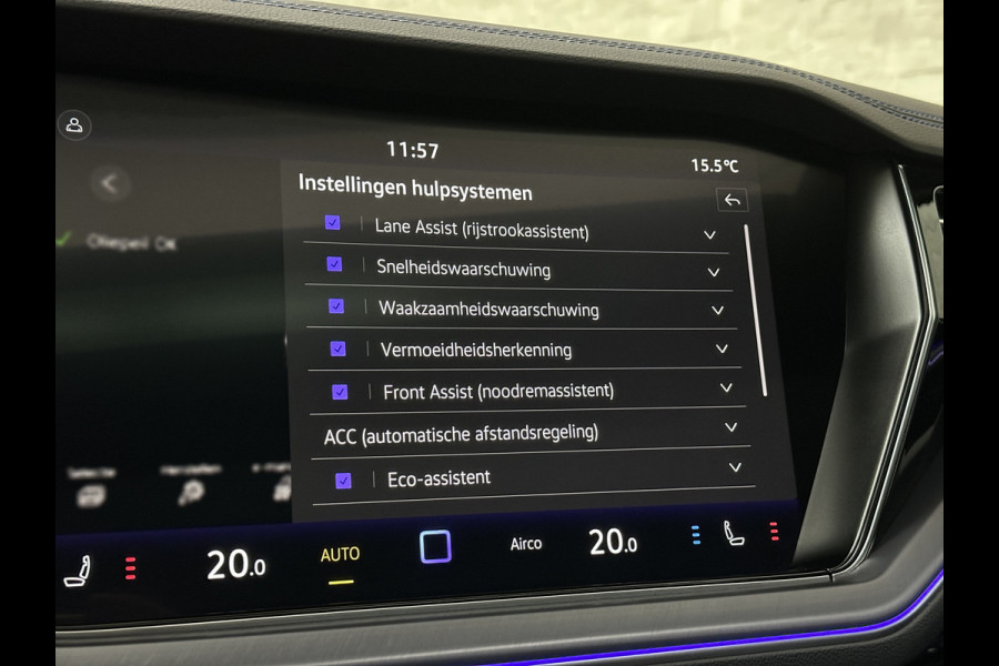 Volkswagen Touareg R 3.0 TSI 462PK E-Hybrid | Luchtvering | Puglia-Leder | Panorama | DYN-Audio | Massage | Ventilatie | ACC | Trekhaak | Nachtzicht | Head-Up | Ergo-Comfort | 22" | Keyless-Entry | Memory | 4-Zone Clima | ISO-Glas | Stoelverwarming V+A | Dodehoek | Standkachel | Carplay | Draadloos Laden |