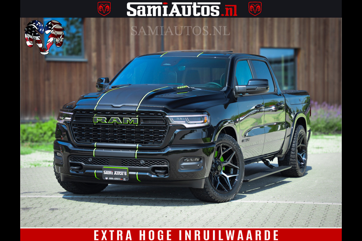 Dodge Ram 1500 Limited Night High Output 540HP 706Nm | Massage + Full Option | De Meest Luxe en Volle Pick-Up in zijn Klasse | Comfortabele Dubbele Cabine met Royale 5 Zitplaatsen | BPM vrij | Nu Leverbaar uit Voorraad | Voorraad Nr 2300 - 7689