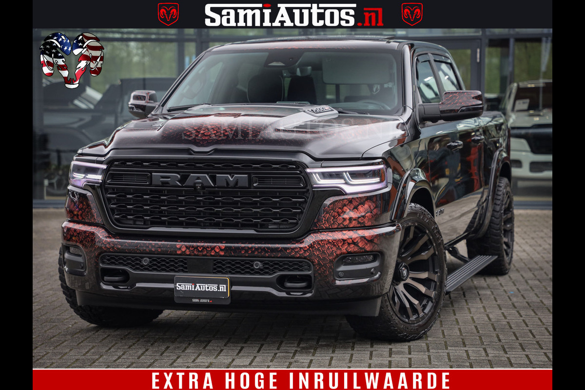 Dodge Ram COBRA EDITION | 1500 Limited Night High Output 540HP 706Nm | Massage + Full Option | De Meest Luxe en Volle Pick-Up in zijn Klas Comfortabele Dubbele Cabine met Royale 5 Zitplaatsen | BPM vrij | Nu Leverbaar uit Voorraad | Voorraad Nr 2292 - 5178 | Cobra package is meerprijs |