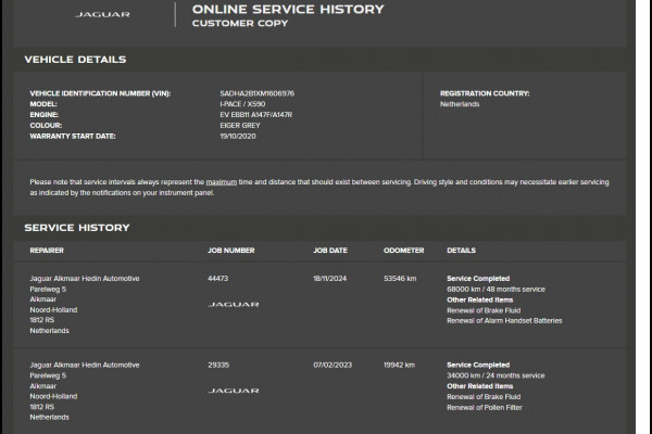 Jaguar I-PACE EV400 AWD 90kWh Leder 360°Camera Business Edition S Meridian®-Audio Stoel+Stuurverwarming Navi Ecc Apple Carplay Android Auto Cr Voorruitverwarming DAB+ Led Verkeersbord detectie Rijstrooksensor Wifi SOH 89% Origineel Nederlandse Auto Nieuwprijs  €72.475,-