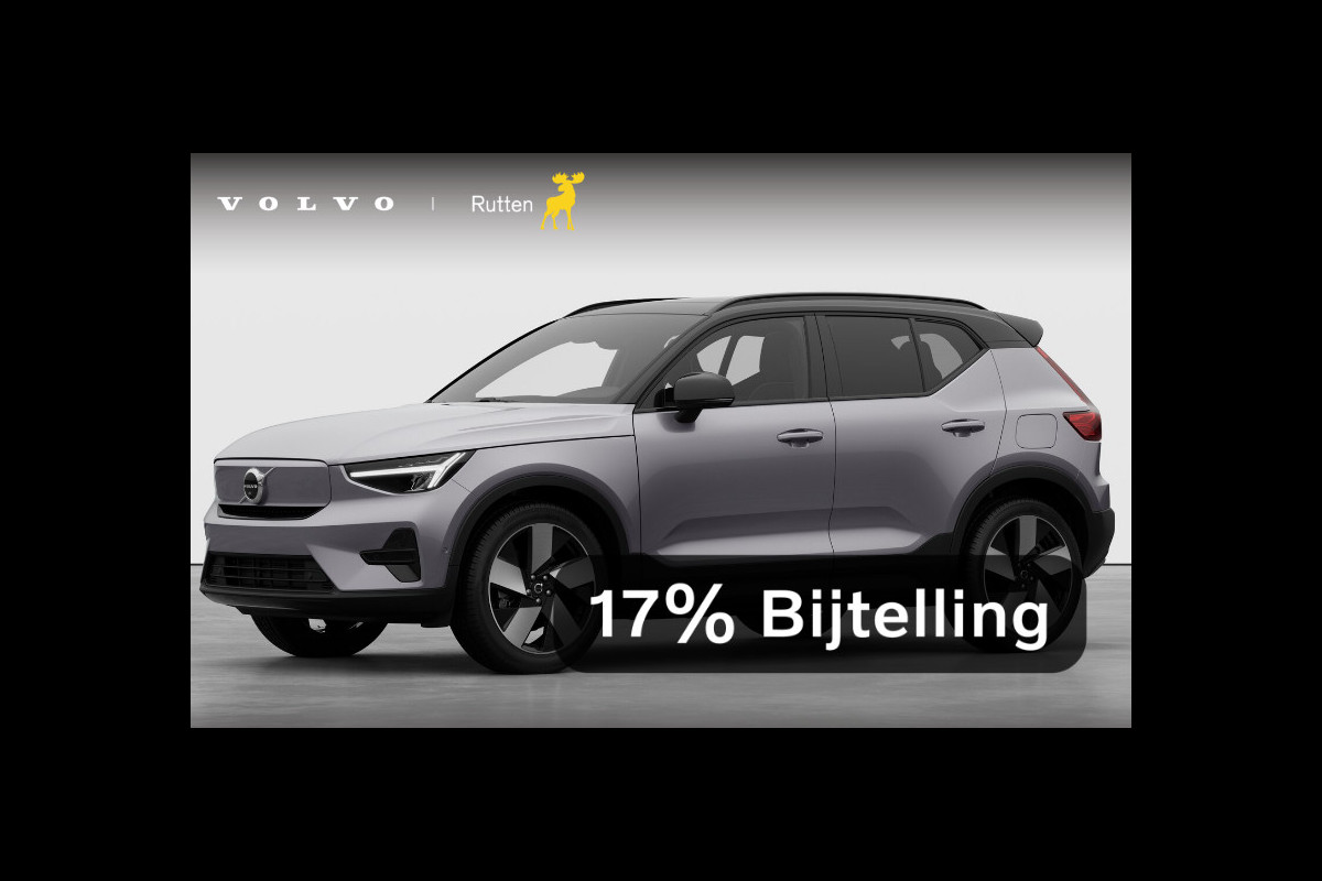 Volvo EX40 252PK Automaat Single Ext. Range Plus 82 kWh / Lounge Pakket / Extra getint glas / 360 Camera / 20'' velgen / Panoramadak / Zwart dak / Harman Kardon / Adaptieve cruise control / Getint glas / Stoel en stuurwielverwarming / parkeersensoren met 360 camera /  BLIS