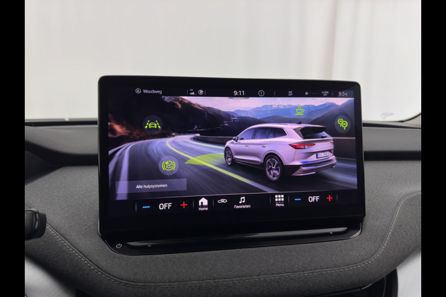 Škoda ENYAQ iV 80 {SOH-90%} [ 3-Fase ] (INCL-BTW) *LEATHER-FABRIC | FULL-LED | DIGI-COCKPIT | CAMERA | KEYLESS | NAVI-FULLMAP | AMBIENT-LIGHT | ECC | HEATED-COMFORTSEATS | DAB+ | PDC | CRUISE | CARPLAY | TOWBAR | 19"ALU*