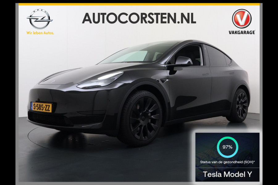Tesla Model Y RWD LFP-Accu SOH 97% Lmv 20" Warmtepomp Adap.Cruise Navi Ecc Camera's Panoramadak Autopilot Stoel+Stuur+Achterbank Verwarming Elek.Achterklep Dodehoek detector Draadloze telefoonlader Origineel Nederlandse Auto