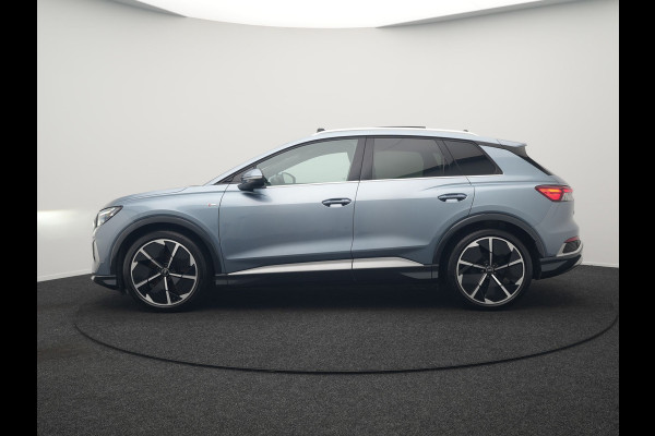 Audi Q4 e-tron 50 quattro S edition 77 kWh 299pk | Trekhaak Af Fabriek | Panodak | Adaptive Cruise | Head Up | Sonos Audio | Camera | Lederen Sportstoelen Memory & Verwarmd | Virtual | Navigatie | Keyless | 21"L.M |