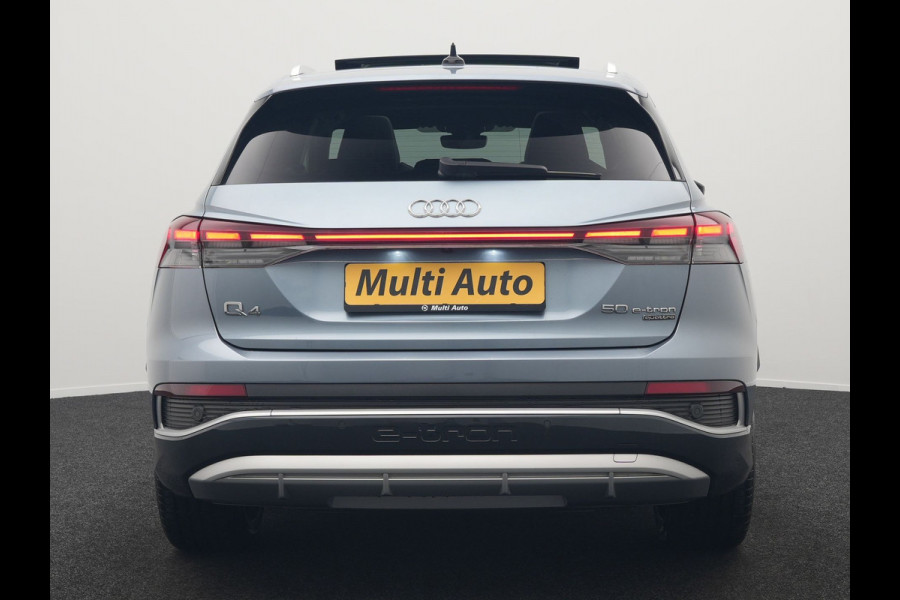 Audi Q4 e-tron 50 quattro S edition 77 kWh 299pk | Trekhaak Af Fabriek | Panodak | Adaptive Cruise | Head Up | Sonos Audio | Camera | Lederen Sportstoelen Memory & Verwarmd | Virtual | Navigatie | Keyless | 21"L.M |