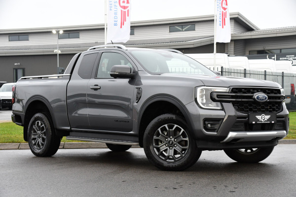 Ford Ranger 2.0 Super Cab EcoBlue Wildtrak Adaptieve Cruise, 360 Camera, Carplay, 3500kg Trekhaak, LEDER, LED, 204pk, Automaat, Uniek!