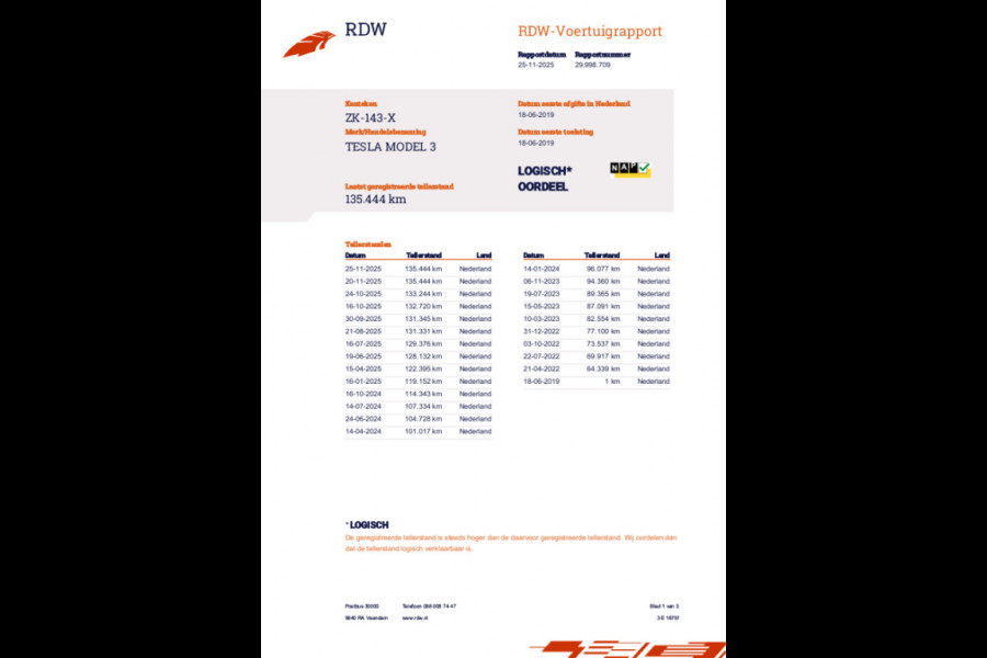 Tesla Model 3 Standard RWD Plus 60 kWh Enhanged Autopilot Trekhaak (910kg) Rijklaarprijs!