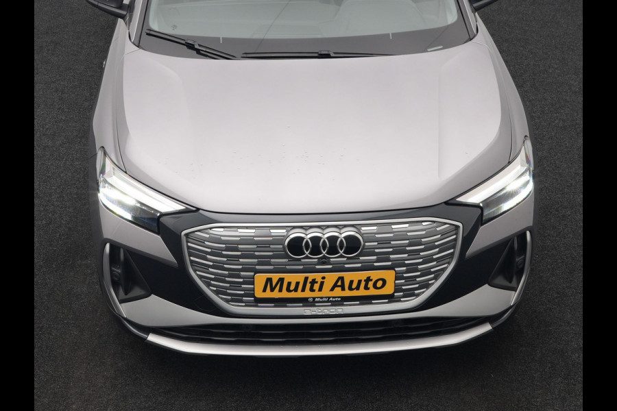 Audi Q4 e-tron 50 quattro S Line 77 kWh 299pk Dealer O.H. INCL BTW | Panodak | Lederen Sportstoelen Verwarmd | Keyless | Navigatie | Cruise Control | Virtual | DAB | Taifungrau Metallic |