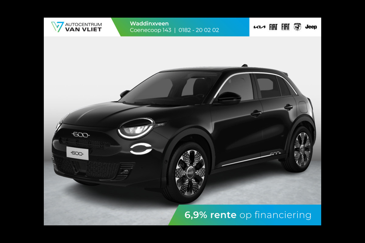 Fiat 600 1.2 Hybrid 136pk La Prima | Leder | Stoelmassage | Trekhaak | Camera| Carplay | Adapt. Cruise | Winter Pack