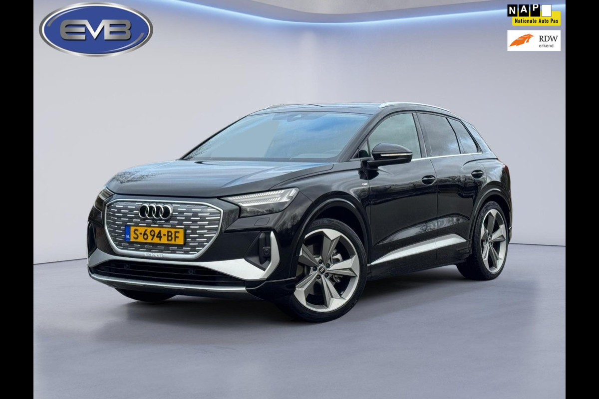 Audi Q4 e-tron 40 S 300 pk edition 77 kWh, SOH 92,5 %, 1 e eigenaar, 2 X S line, 21 ", Electrische trekhaak, NL auto met nap