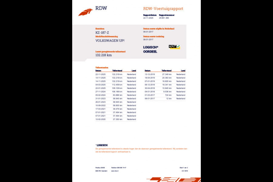 Volkswagen up! 1.0 TSI BMT high up! / NL-Auto / 90 PK / Camera / Beats Audio / Cruise / Airco / 15" LMV