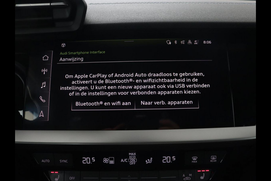 Audi A3 30 TFSI S edition | Stoelverwarming | Park Assist | Carplay | Sportstoelen | Half leder | Virtual Cockpit | Full LED | Navigatie | Bluetooth | Climate control | Cruise control