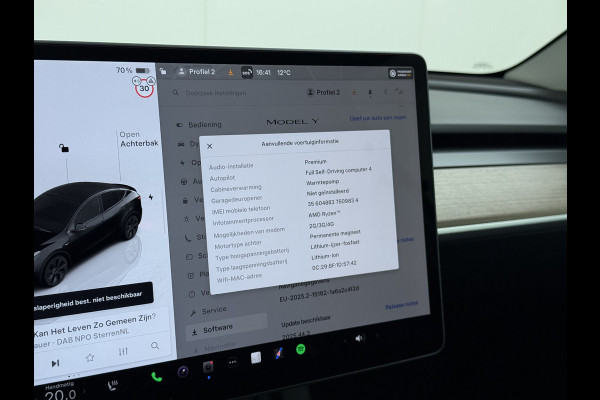 Tesla Model Y LFP-Accu SOH 95% W-pomp Sentry-Mode FSD-4 Camera's Pano-dak Adap.Cruise Navi RWD Ecc Autopilot Stoel+Stuur+Achterbank Verwarming Elek.Achterklep Dodehoek detector Draadloze telefoonlader Origineel Nederlandse Auto Accugarantie 1600kg trekvermogen 12-2032 fabr.gar.