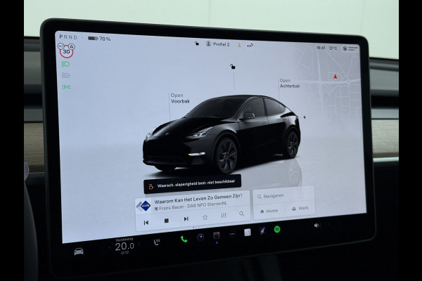 Tesla Model Y LFP-Accu SOH 95% W-pomp Sentry-Mode FSD-4 Camera's Pano-dak Adap.Cruise Navi RWD Ecc Autopilot Stoel+Stuur+Achterbank Verwarming Elek.Achterklep Dodehoek detector Draadloze telefoonlader Origineel Nederlandse Auto Accugarantie 1600kg trekvermogen 12-2032 fabr.gar.