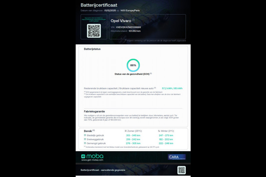 Opel Vivaro-e L2H1 Edition 75 kWh 100% Elektrisch WLTP Range 315km SOH 88% 05-2021