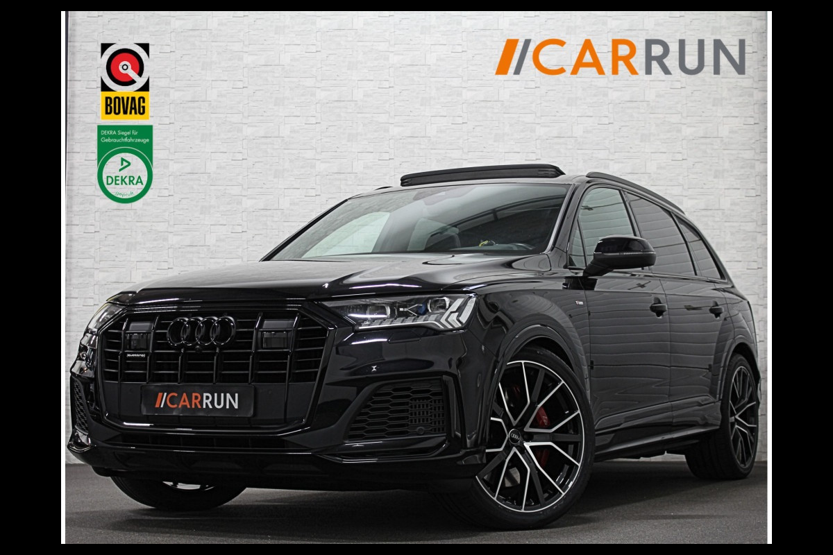 Audi Q7 50 TDI 7-Persoons S-Line | 360 Camera | Trekhaak | ACC | Panorama | B&O Sound | Head-Up | Soft-Close | Matrix-LED | 4-Zone Clima | Stoelverwarming V+A | Keyless-Entry | Standkachel | Luchtvering | Tour-Pakket | Memory | Sfeerverlichting | Stuurverwarming | Autom. Parkeren | Carplay |