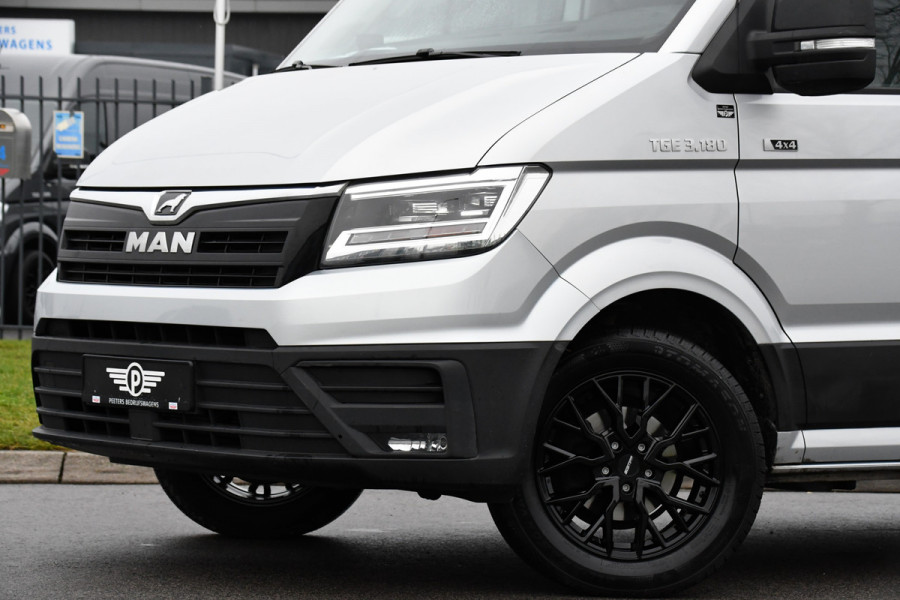 MAN TGE 3.180 35 2.0 L4H3 4x4 PB Edition Cruise, Carplay, Camera, Clima, LED, 177pk, Automaat. Leder, Multimedia, Uniek!