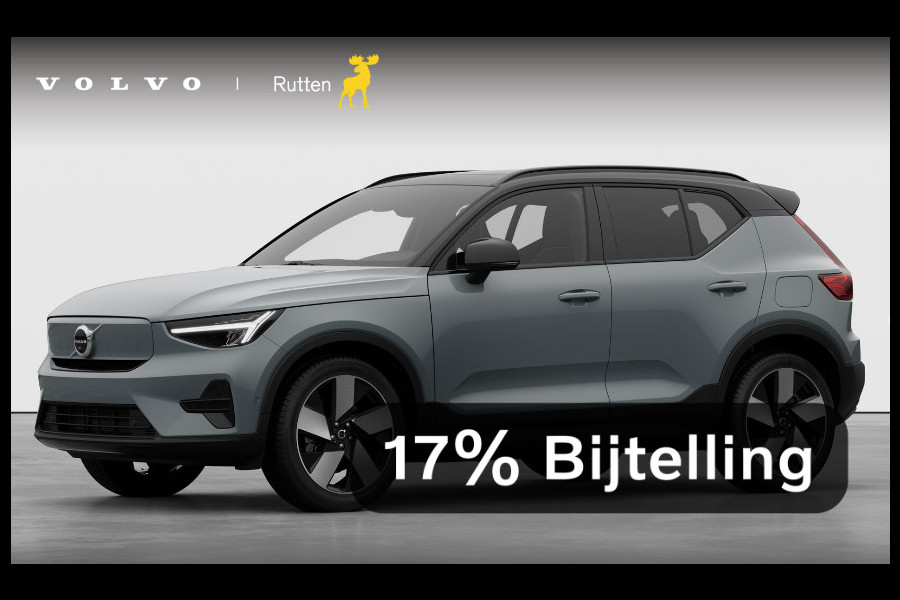 Volvo EX40 252PK Automaat Single Ext. Range Plus 82 kWh / Lounge Pakket / Extra getint glas / 360 Camera / 20'' velgen / Panoramadak / Zwart dak / Harman Kardon / Adaptieve cruise control / Getint glas / Stoel en stuurwielverwarming / parkeersensoren met 360 camera /  BLIS