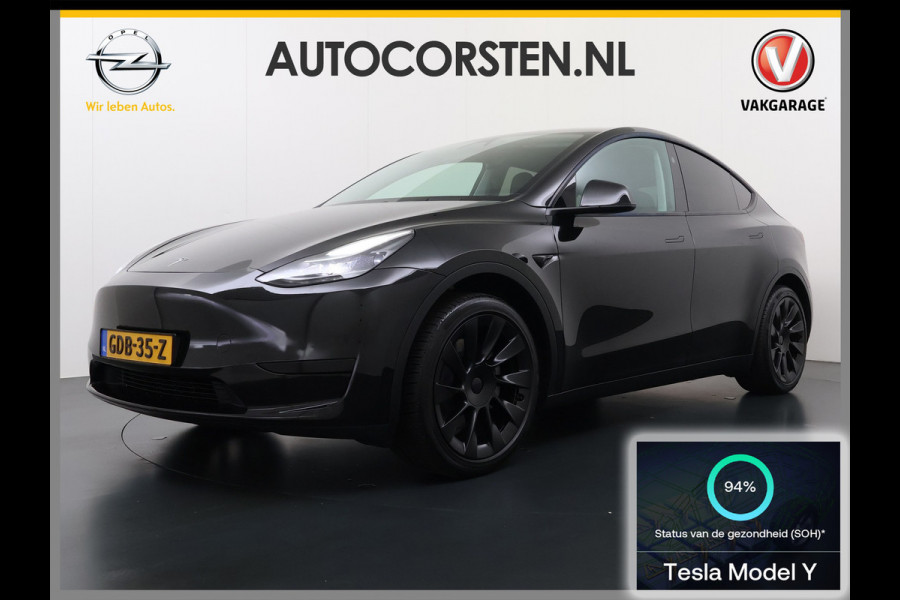 Tesla Model Y RWD LFP-Accu SOH 94% Leder Lmv 20" Warmtepomp Camera's Panormadak Adap.Cruise Navi Ecc Autopilot Stoel+Stuur+Achterbank Verwarming Elek.Achterklep Dodehoek detector Draadloze telefoonlader Origineel Nederlandse Auto Fabrieksgarantie tot 25-6-2028/80.000km en 25-6-2032/160.000 km op de accu en aandrijflijn.  Trekvermogen 1600 kg !