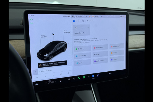 Tesla Model 3 RWD SR+ 325PK Trekhaak Lmv 18" AutoPilot FSD Leder Pano-dak Adaptive-Cruise Camera's Elektr.-Stuur+Stoelen+Spiegels+Geheugen+Eas SOH 92% Navi LED Comfortstoelen ACC DAB Voorverwarmen interieur via App Keyless One-Pedal-Drive 1e Eigenaar Origineel Nederlandse Auto 1.584kg licht!