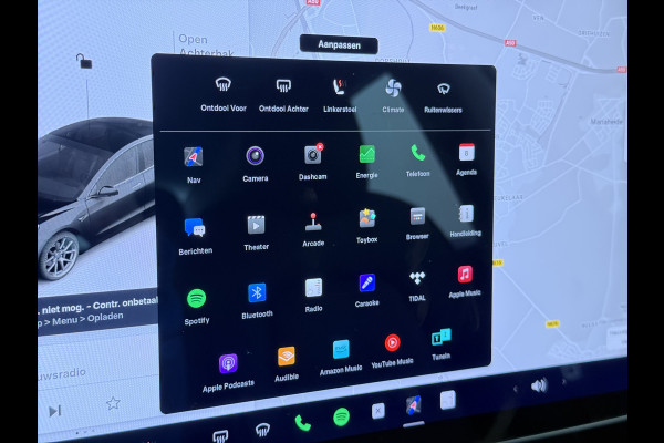 Tesla Model 3 RWD SR+ 325PK Trekhaak Lmv 18" AutoPilot FSD Leder Pano-dak Adaptive-Cruise Camera's Elektr.-Stuur+Stoelen+Spiegels+Geheugen+Eas SOH 92% Navi LED Comfortstoelen ACC DAB Voorverwarmen interieur via App Keyless One-Pedal-Drive 1e Eigenaar Origineel Nederlandse Auto 1.584kg licht!