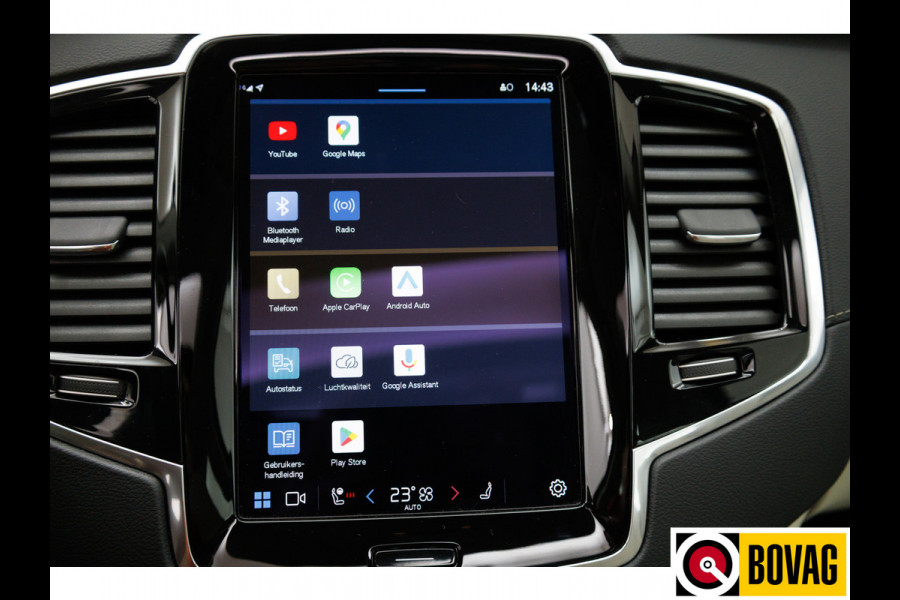 Volvo XC90 2.0 T8 Recharge AWD Ultimate Bright 456 PK Long range | 7 persoons! | Pano | Leer | Headup | All-season Harman Kardon, Stoel-, stuur- & achterbankverw, Elec. voorstoelen met geheugen, Pilot assist, 360 Camera