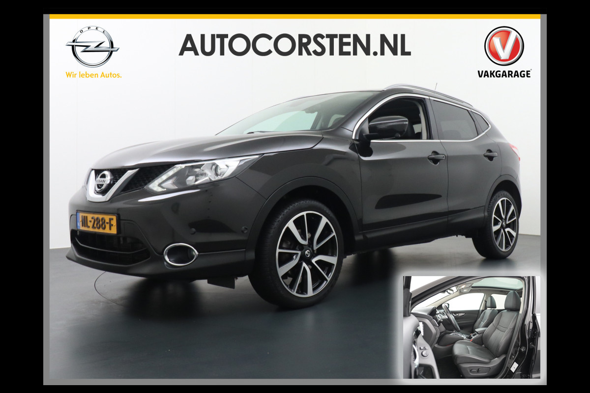 Nissan QASHQAI DIG-T 116PK AUT. Pano-Dak Leer+Elektr.+Verwarmd 360°Camera Automaat Navi TrekhaakPdc Tekna Lmv Led Stoelverwarming Bluetooth Isofix Origineel Nederlandse Auto
