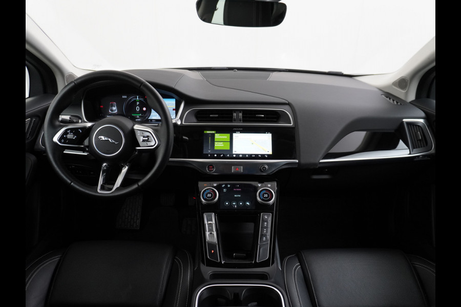 Jaguar I-PACE EV400pk SE 90kWh AWD Leer+Elektr. Meridian®-Audio Apple Carplay Android Auto Navi Led-v+a Ecc Camera Cruise Control Keyless Pdc Lmv Led Bordherkenning Elektrische-Achterklep koplampreiniging Lane-Assist App-Connect ECT Voorverwarming/koeling WiFi DigiDash DAB 4WD 1e Eigenaar Origineel Nederlandse Auto € 90.000 nieuw!